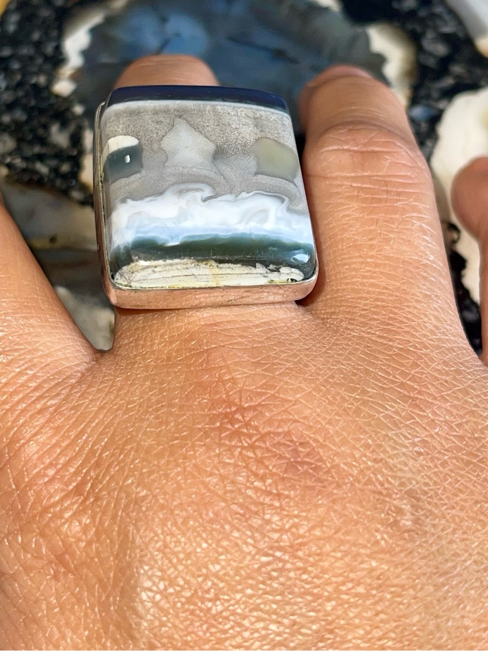 Lapis Lazuli & Owyhee Opal Ring Size 8 1/4